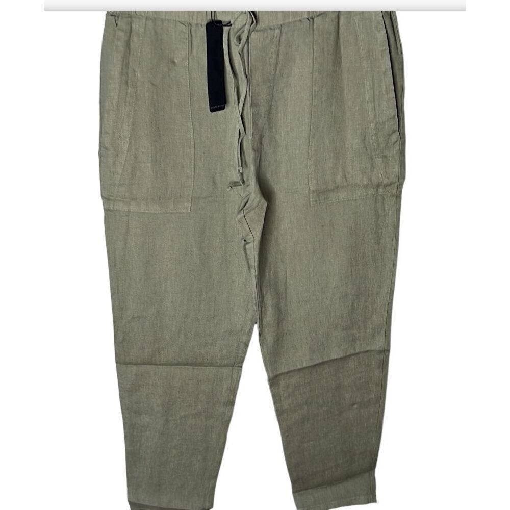 Krisa The Boyfriend Linen Pant in Olive NWT Size Small